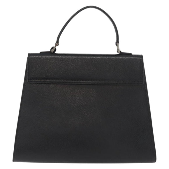 BURBERRY Hand Bag Leather Black Silver Auth bs35033A