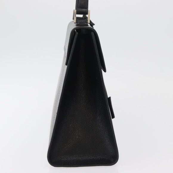 BURBERRY Hand Bag Leather Black Silver Auth bs35033A