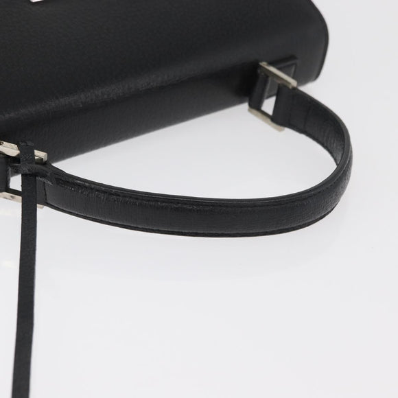 BURBERRY Hand Bag Leather Black Silver Auth bs35033A