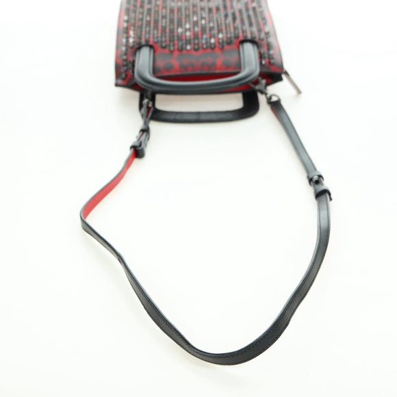 Christian Louboutin Hand Bag Leather 2way Red Silver Auth bs35035V