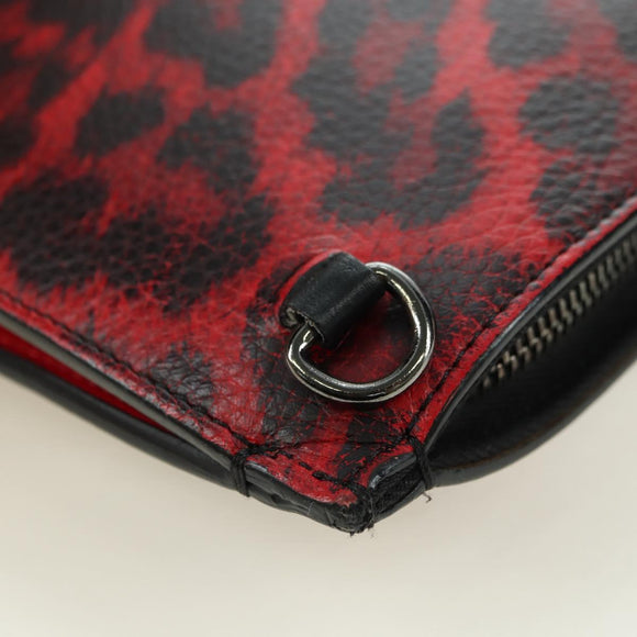 Christian Louboutin Hand Bag Leather 2way Red Silver Auth bs35035V