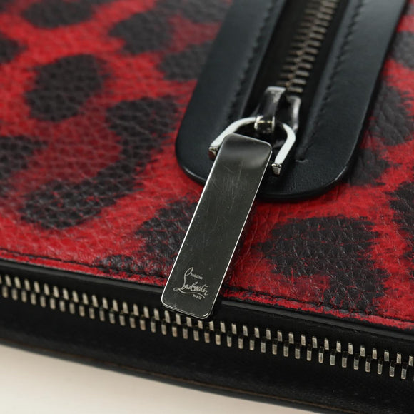 Christian Louboutin Hand Bag Leather 2way Red Silver Auth bs35035V