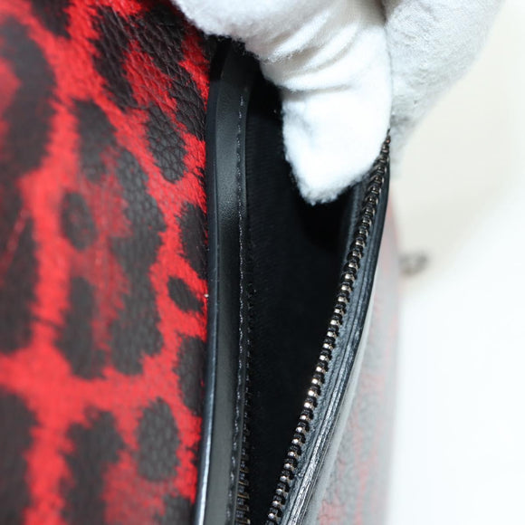 Christian Louboutin Hand Bag Leather 2way Red Silver Auth bs35035V