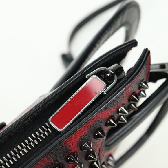 Christian Louboutin Hand Bag Leather 2way Red Silver Auth bs35035V