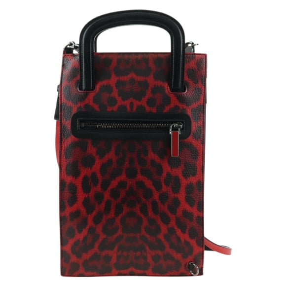 Christian Louboutin Hand Bag Leather 2way Red Silver Auth bs35035V
