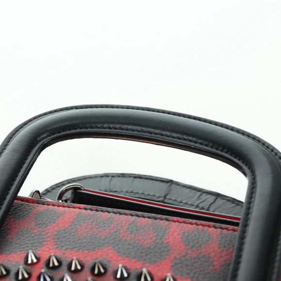 Christian Louboutin Hand Bag Leather 2way Red Silver Auth bs35035V