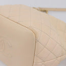 CHANEL Matelasse Chain Shoulder Bag Lamb Skin Ivory Gold CC Auth bs35037-14