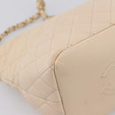 CHANEL Matelasse Chain Shoulder Bag Lamb Skin Ivory Gold CC Auth bs35037-15