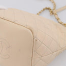 CHANEL Matelasse Chain Shoulder Bag Lamb Skin Ivory Gold CC Auth bs35037-16