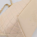 CHANEL Matelasse Chain Shoulder Bag Lamb Skin Ivory Gold CC Auth bs35037-17