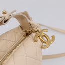 CHANEL Matelasse Chain Shoulder Bag Lamb Skin Ivory Gold CC Auth bs35037-18