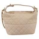 CHANEL Matelasse Chain Shoulder Bag Lamb Skin Ivory Gold CC Auth bs35037-2