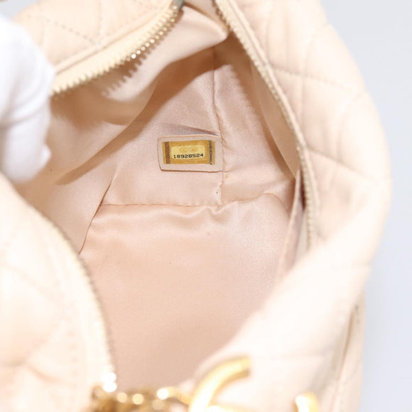 CHANEL Matelasse Chain Shoulder Bag Lamb Skin Ivory Gold CC Auth bs35037