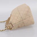 CHANEL Matelasse Chain Shoulder Bag Lamb Skin Ivory Gold CC Auth bs35037-4
