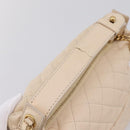 CHANEL Matelasse Chain Shoulder Bag Lamb Skin Ivory Gold CC Auth bs35037-6