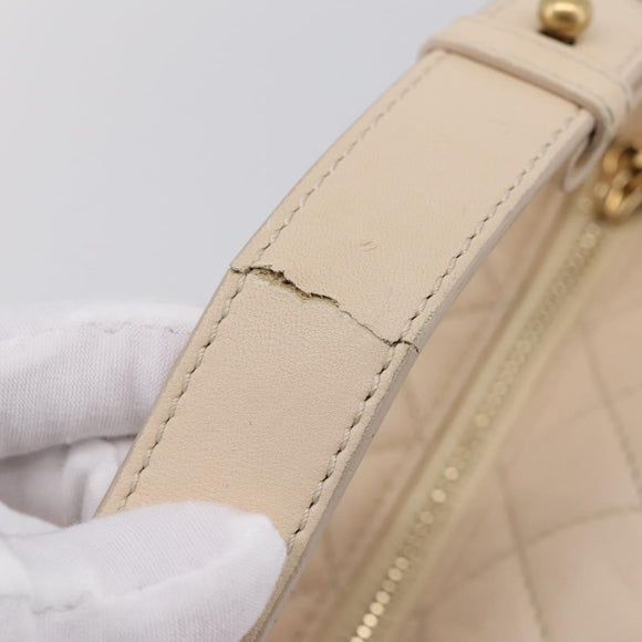 CHANEL Matelasse Chain Shoulder Bag Lamb Skin Ivory Gold CC Auth bs35037