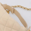 CHANEL Matelasse Chain Shoulder Bag Lamb Skin Ivory Gold CC Auth bs35037-8