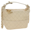 CHANEL Matelasse Chain Shoulder Bag Lamb Skin Ivory Gold CC Auth bs35037M-1