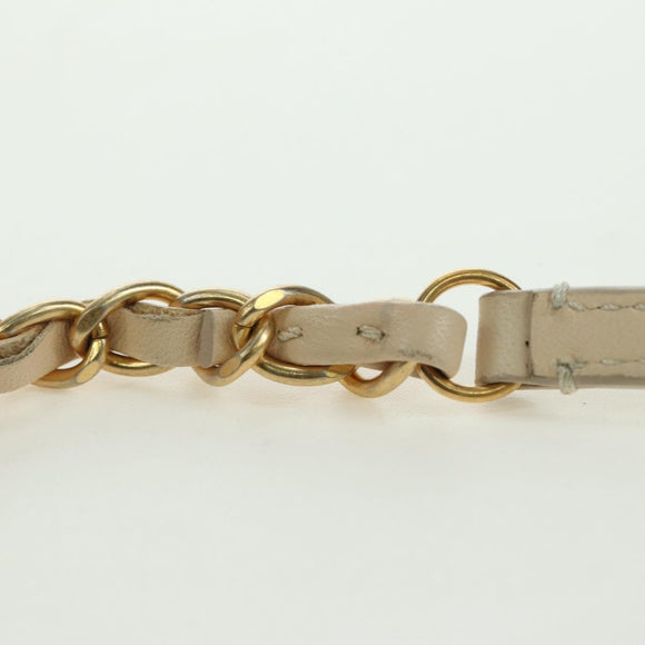 CHANEL Matelasse Chain Shoulder Bag Lamb Skin Ivory Gold CC Auth bs35037M
