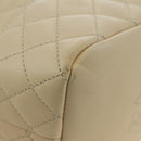 CHANEL Matelasse Chain Shoulder Bag Lamb Skin Ivory Gold CC Auth bs35037M-17
