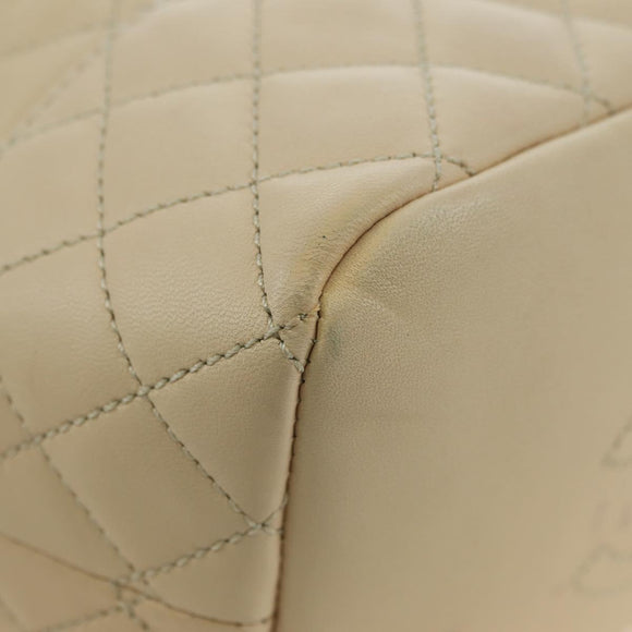 CHANEL Matelasse Chain Shoulder Bag Lamb Skin Ivory Gold CC Auth bs35037M