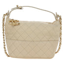 CHANEL Matelasse Chain Shoulder Bag Lamb Skin Ivory Gold CC Auth bs35037M-13