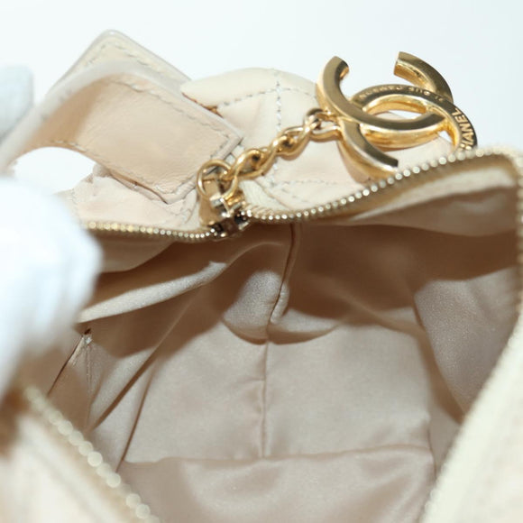 CHANEL Matelasse Chain Shoulder Bag Lamb Skin Ivory Gold CC Auth bs35037M