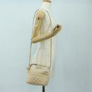 CHANEL Matelasse Chain Shoulder Bag Lamb Skin Ivory Gold CC Auth bs35037M-26