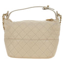 CHANEL Matelasse Chain Shoulder Bag Lamb Skin Ivory Gold CC Auth bs35037M-2