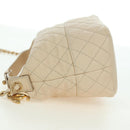 CHANEL Matelasse Chain Shoulder Bag Lamb Skin Ivory Gold CC Auth bs35037M-3