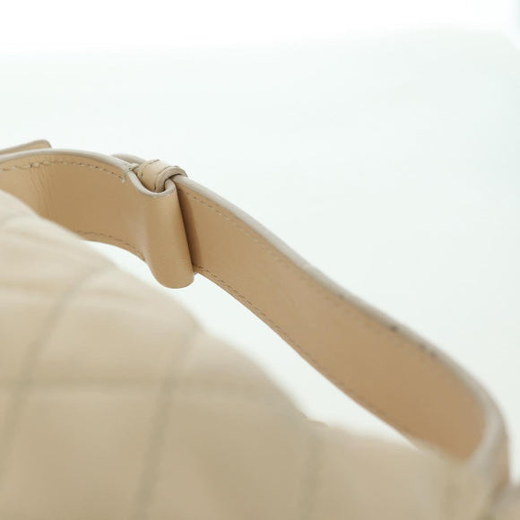 CHANEL Matelasse Chain Shoulder Bag Lamb Skin Ivory Gold CC Auth bs35037M
