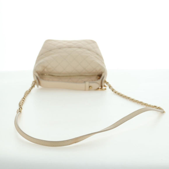 CHANEL Matelasse Chain Shoulder Bag Lamb Skin Ivory Gold CC Auth bs35037M