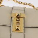 VALENTINO Schoudertas met ketting Leer Ivoor Goud Auth bs35039A-9