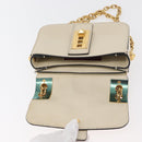 VALENTINO Schoudertas met ketting Leer Ivoor Goud Auth bs35039A-19