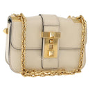 VALENTINO Schoudertas met ketting Leer Ivoor Goud Auth bs35039A-1