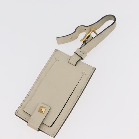 VALENTINO Schoudertas met ketting Leer Ivoor Goud Auth bs35039A