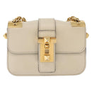 VALENTINO Schoudertas met ketting Leer Ivoor Goud Auth bs35039A-13