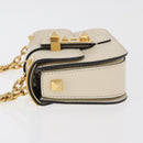 VALENTINO Schoudertas met ketting Leer Ivoor Goud Auth bs35039A-4