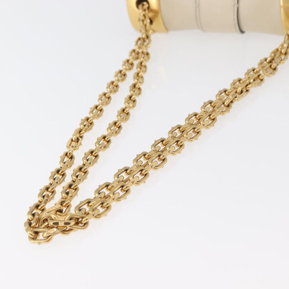 VALENTINO Schoudertas met ketting Leer Ivoor Goud Auth bs35039A