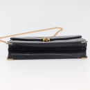 Christian Dior Chain Shoulder Bag Leather Navy Gold Auth bs35041-10