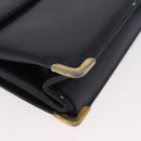 Christian Dior Chain Shoulder Bag Leather Navy Gold Auth bs35041-11