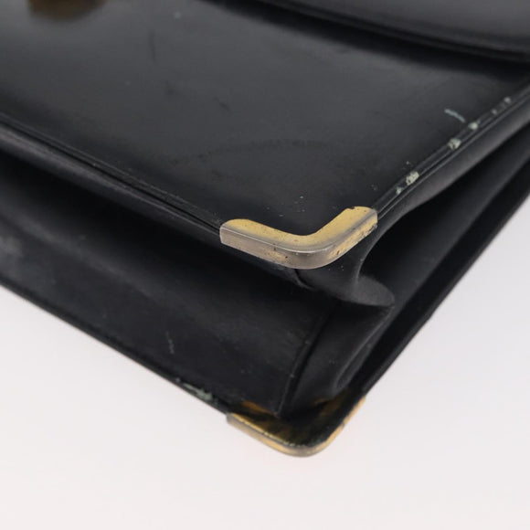 Christian Dior Chain Shoulder Bag Leather Navy Gold Auth bs35041
