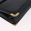 Christian Dior Chain Shoulder Bag Leather Navy Gold Auth bs35041-13
