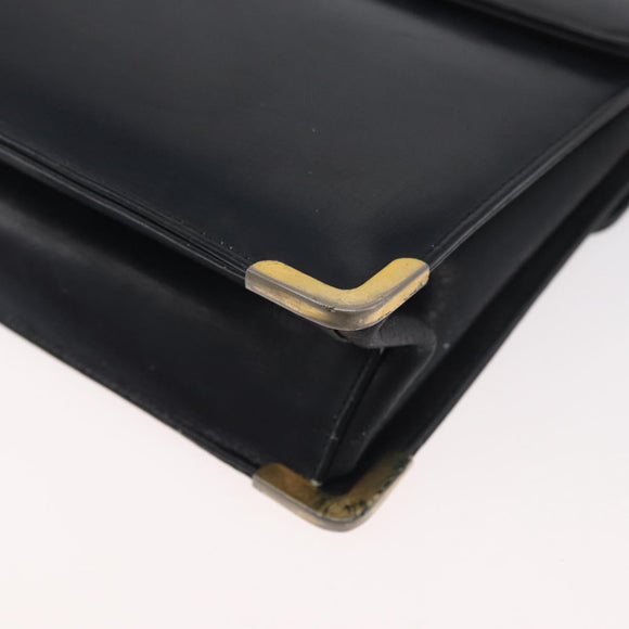 Christian Dior Chain Shoulder Bag Leather Navy Gold Auth bs35041