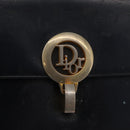 Christian Dior Chain Shoulder Bag Leather Navy Gold Auth bs35041-15