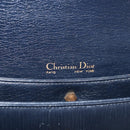 Christian Dior Chain Shoulder Bag Leather Navy Gold Auth bs35041-17