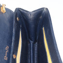 Christian Dior Chain Shoulder Bag Leather Navy Gold Auth bs35041-19