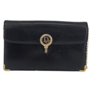 Christian Dior Chain Shoulder Bag Leather Navy Gold Auth bs35041-2