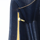 Christian Dior Chain Shoulder Bag Leather Navy Gold Auth bs35041-21