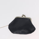 Christian Dior Chain Shoulder Bag Leather Navy Gold Auth bs35041-23
